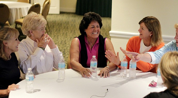 Jan Stephenson, Pat Bradley, Nancy Lopez, Beth Daniel and JoAnne Carner (far right) during Golfweek's Legends Roundtable at Innisbrook.