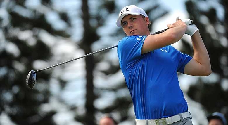 Jordan Spieth hits a drive during the first round of the Hyundai Tournament of Champions at Plantation Course at Kapalua.