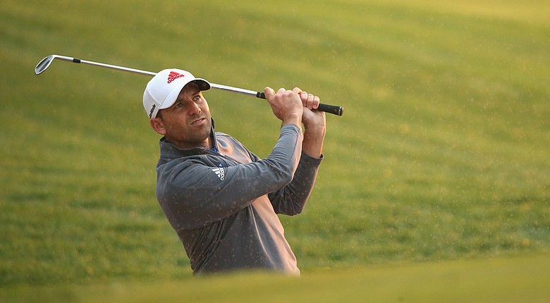 Sergio Garcia in action during the first round of the Abu Dhabi HSBC Golf Championship. Garcia fired a 4-over 76 while dealing with an injury that occurred during the round.