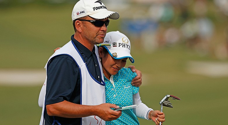 After eight years, Ai Miyazato is taking a break from caddie Mick Seaborn.