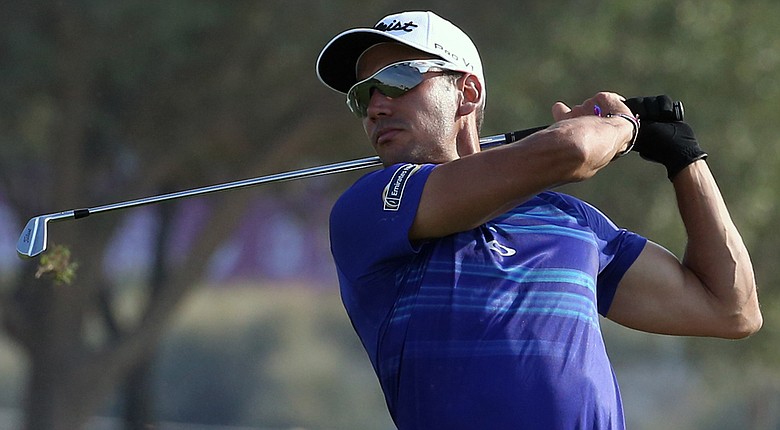 Rafa Cabrera-Bello plays a shot during the third round of the Commercial Bank Qatar Masters.