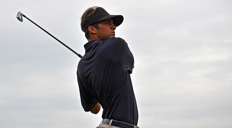 Curtis Thompson shares the 18-hole lead with Michael Johnson and Greg Eason at the 2014 Jones Cup in Sea Island, Ga.