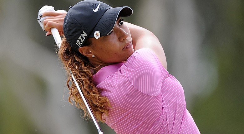 Cheyenne Woods tees off during the second round of the Australian Ladies Masters.