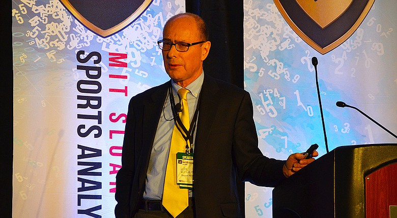 Louis Riccio of Columbia University speaks about advanced golf analytics on PGA Tour at the MIT Sloan Sports Analytics Conference in 2014.