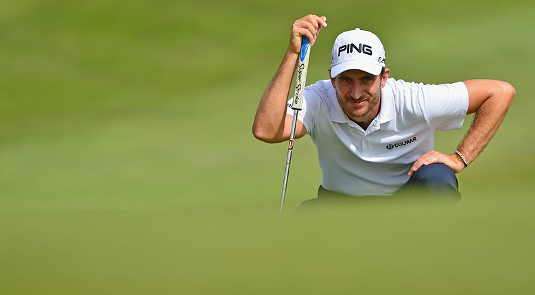 Alejandro Canizares lines up a putt during the final round of the Trophee Hassan II.