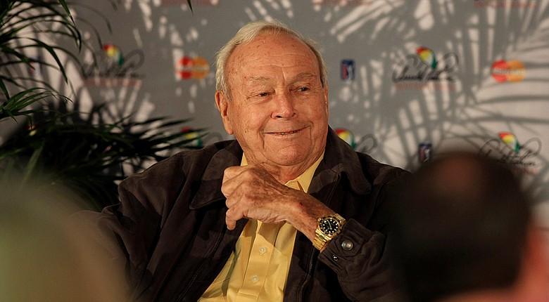 Arnold Palmer talks with the media during the Arnold Palmer Invitational on Wednesday at Bay Hill Lodge and Club.