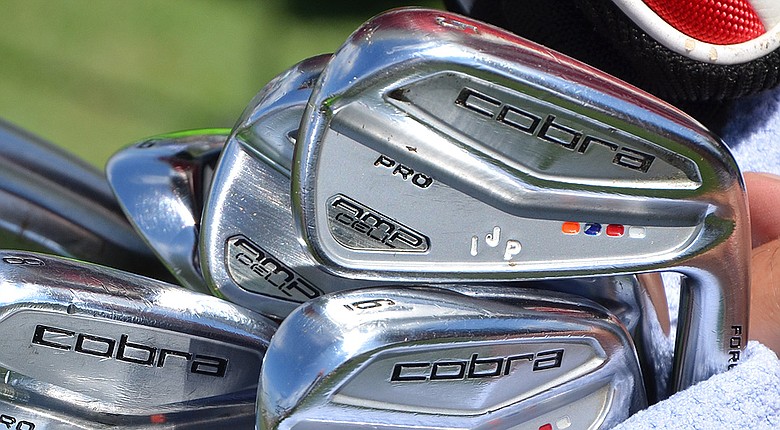Ian Poulter has a colorful set of Cobra AMP Cell Pro irons in his bag.