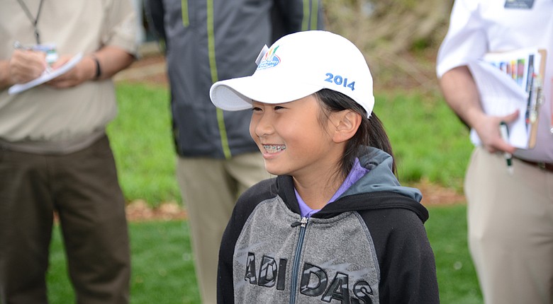 NIne-year-old Kelly Xu won the 7-9 girls’ division of the inaugural Drive, Chip and Putt contest at the finale at Augusta National.