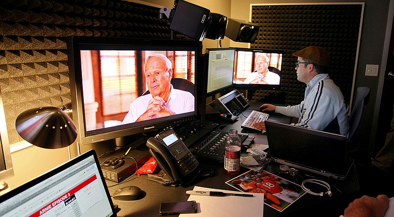 Izzy DeHerrera works on the Golf Channel's Arnold Palmer documentary.