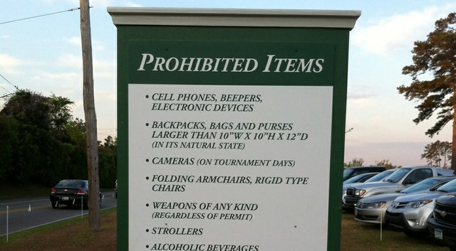 Augusta National has signs posted around its exterior that clearly states its policy on carrying guns on the premises.