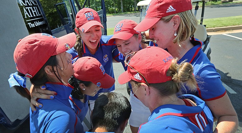 The Kansas Jayhawks women's golf team after advancing through regional play to the NCAA championship.