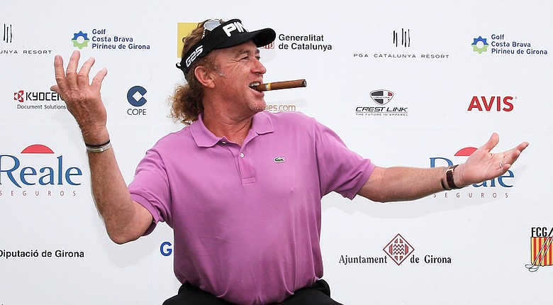 Miguel Angel Jimenez after his playoff win at the European Tour's 2014 Open de Espana.