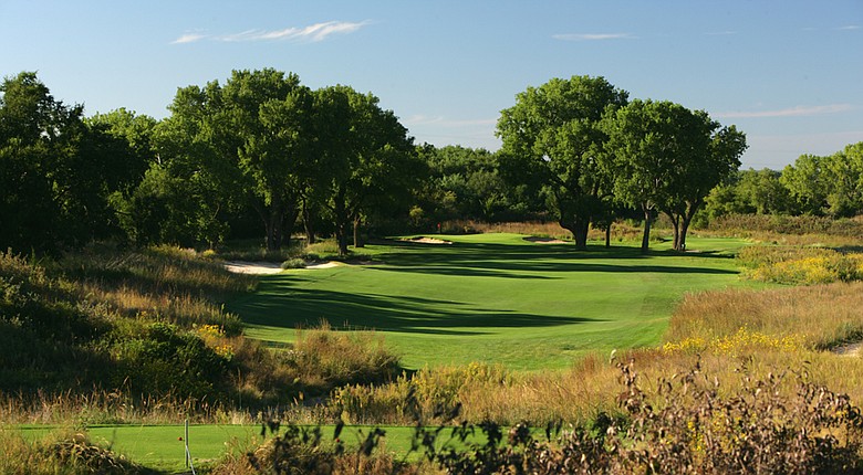 The par-4 12th hole at the Prairie Dunes Country Club in Hutchinson, Kansas, site of the 2014 Men's NCAA Championship.
