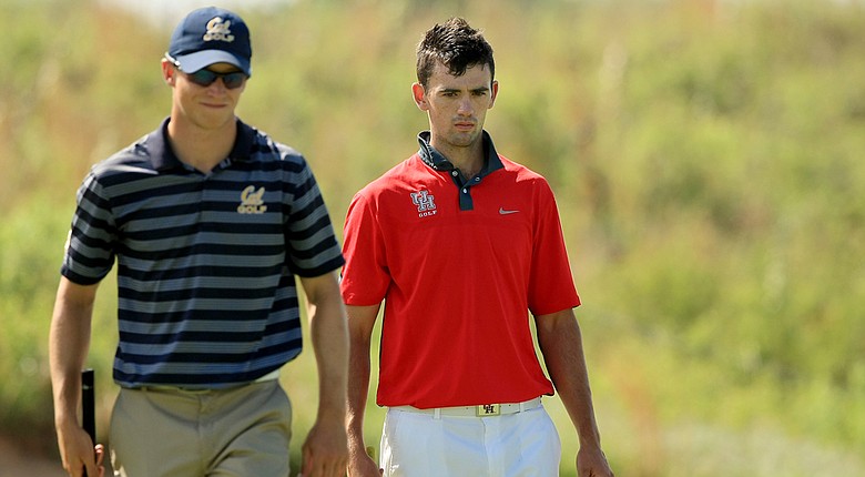 University of Houston's James Ross played alongside California's Brandon Hagy in Round 3 on Monday of the NCAA Men's Division 1 Championship at Prairie Dunes Country Club in Hutchinson, Kan.