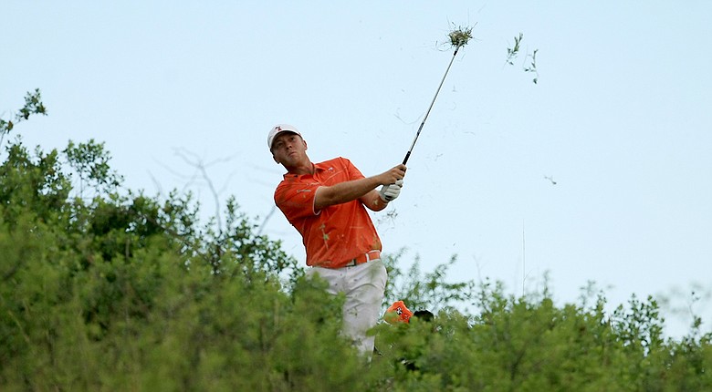Oklahoma State's Talor Gooch found the thick stuff Monday during the NCAA Men's Division I Championship at Prairie Dunes Country Club in Hutchinson, Kan.