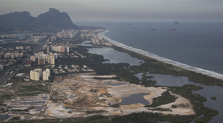 The golf course for the Rio 2016 Olympics is shown under construction May 13.