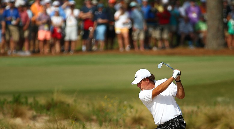 Phil Mickelson practices Tuesday on Pinehurst's No. 2 course for the 2014 U.S. Open.