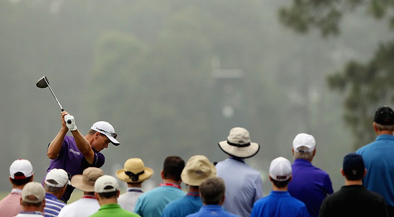 John Senden tees off at the 14th hole on Friday at Pinehurst No. 2.