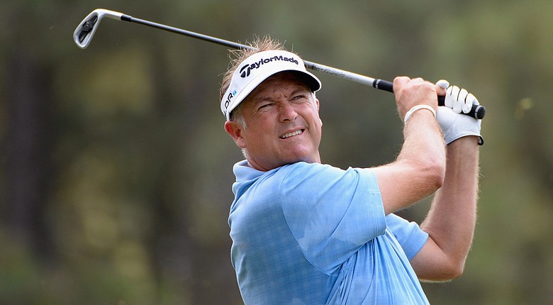 Ken Duke holed a bunker shot at No. 9 to save par.