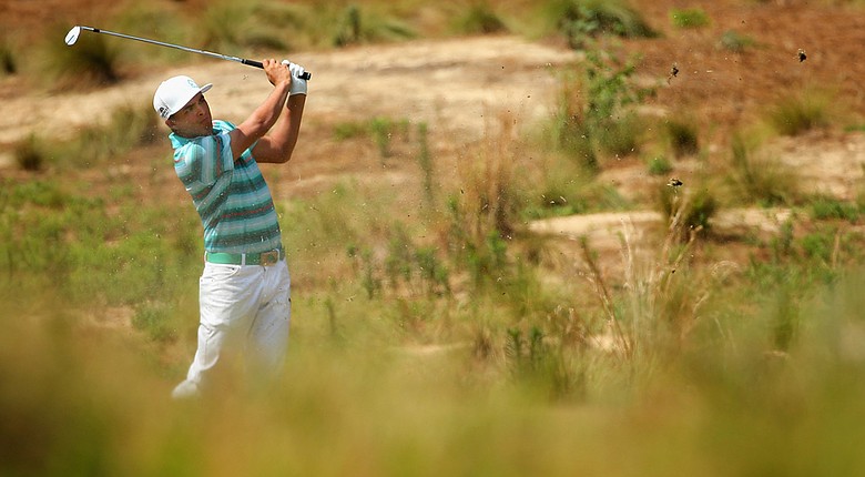 Rickie Fowler fired a 3-under 67 on Saturday and will play in Sunday's final group at Pinehurst No. 2.