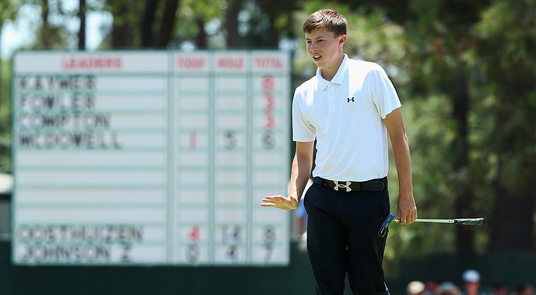 Matthew Fitzpatrick walks across the 15th green during the final round of the U.S. Open at Pinehurst.
