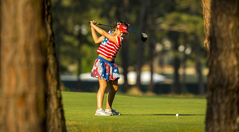 Lucy Li, 11, during the first round of the U.S. Women's Open at Pinehurst No. 2.