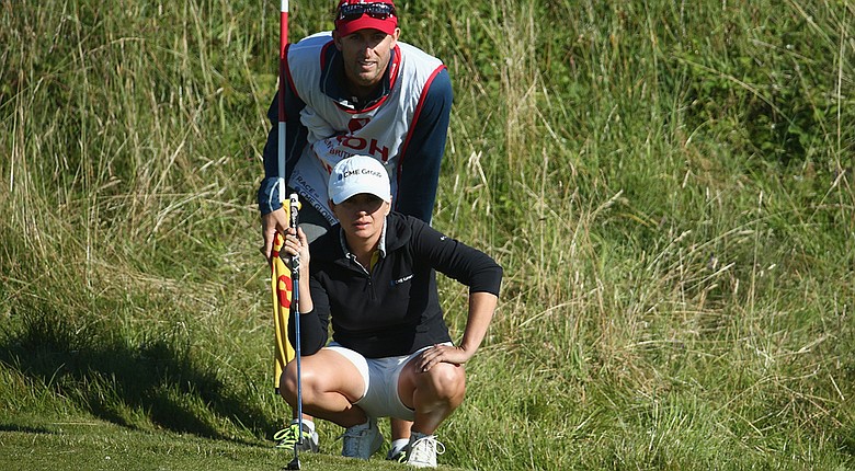 Mo Martin will share a tee time with Beatriz Recari in Saturday's third round of the 2014 Women's British Open at Royal Birkdale (shown here during second-round play).
