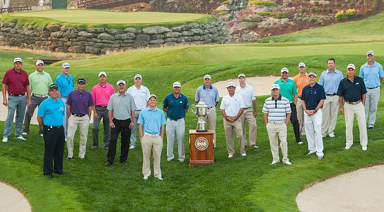 The 20 club pros in the 2014 PGA Championship gather Tuesday at Valhalla.