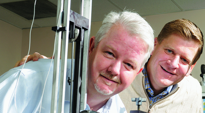 Chip Brewer (right) and Tim Reed – back in their days at Adams Golf (2008).