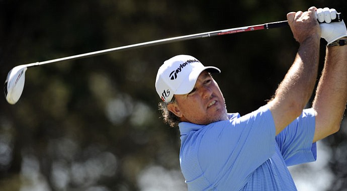 Boo Weekley watches his drive down the 10th fairway during the final round of the McGladrey Classic PGA Tour golf tournament Sunday, Oct. 21, 2012 in St. Simons Island, Ga.