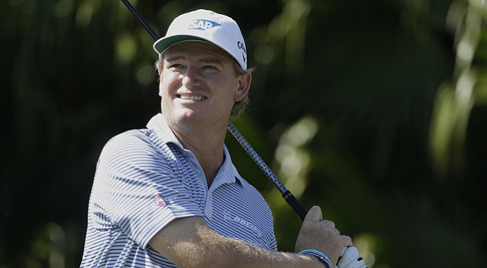 Ernie Els swings Friday during the WGC-Cadillac Championship in Doral, Fla.