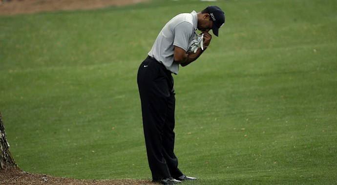 Tiger Woods on the No. 14 fairway during the first round of the 2013 Masters.
