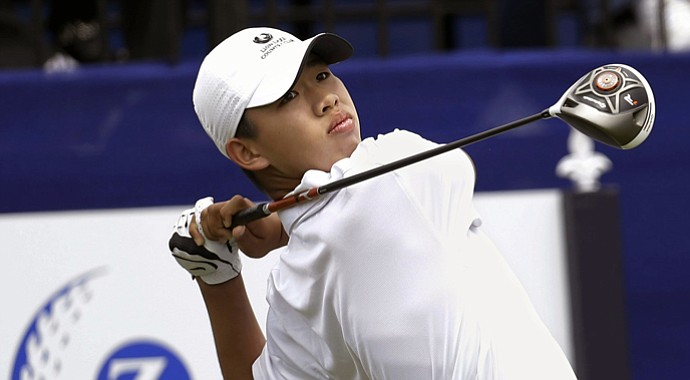 Tianlang Guan during the first round of the 2013 Zurich Classic of New Orleans.