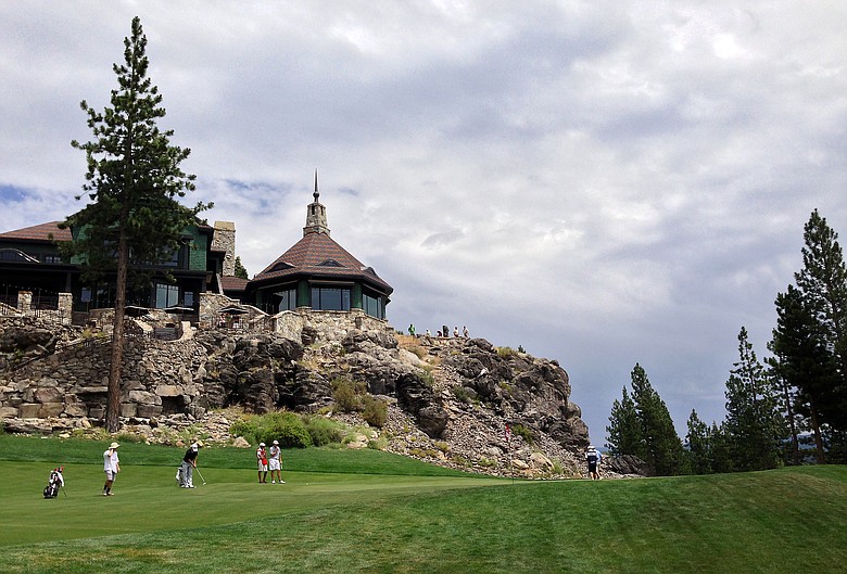 A view of hole No. 18 and the clubhouse during the final day of stroke play at the 66th U. S. Junior Amateur Championship at Martis Camp Club.
