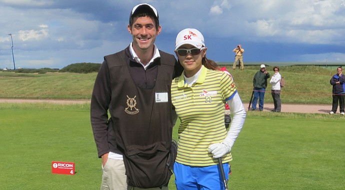 Oliver Horovitz and Na Yeon Choi during the pro-am for the Women's British Open.