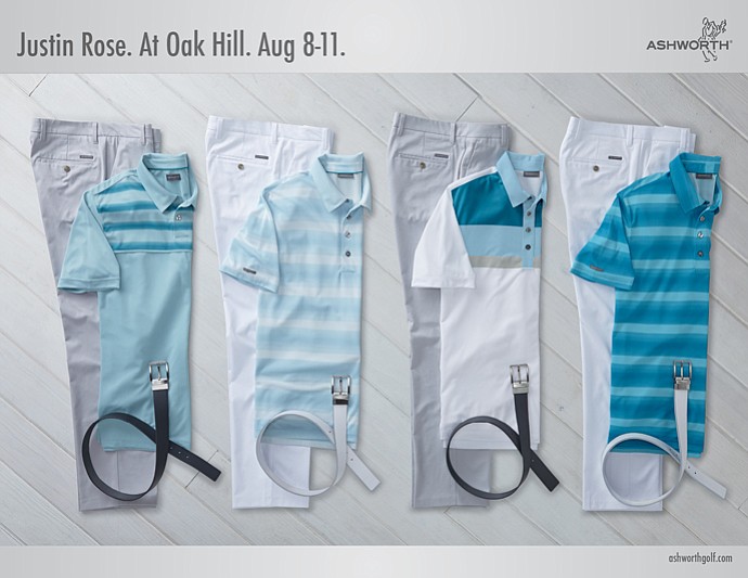Justin Rose's scripted apparel for the 2013 PGA Championship.