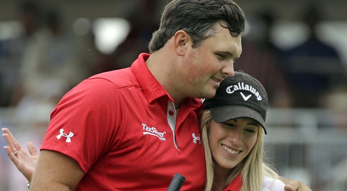 Patrick Reed and his caddie, wife Justine, during the second round of the 2013 Wyndham Championship.