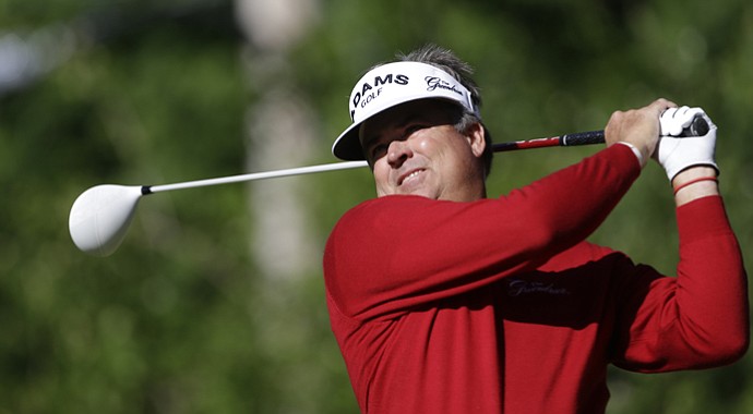 Kenny Perry hits a tee shot during the 2013 Senior PGA Championship.