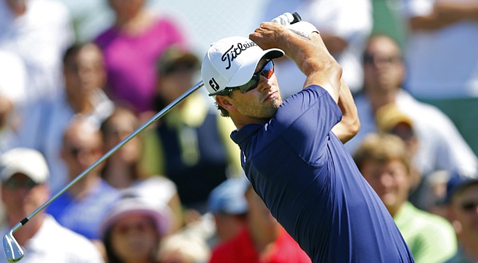 Adam Scott during the final round of The Barclays, the first event of the 2013 FedEx Cup playoffs on PGA Tour, at Liberty National.