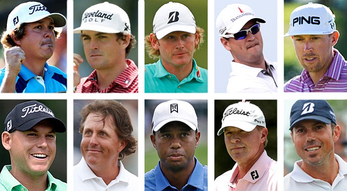 Members of the 2013 U.S. Presidents Cup team, clockwise from top left: Jason Dufner, Keegan Bradley, Brandt Snedeker, Zach Johnson, Hunter Mahan, Matt Kuchar, Steve Stricker, Tiger Woods, Phil Mickelson and Bill Haas.