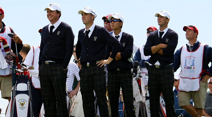 Team USA during Friday's practice at the 2013 Walker Cup at National Golf Links of America in Southampton, N.Y.