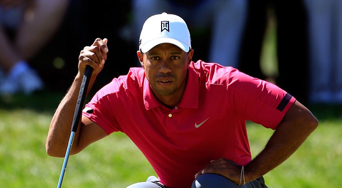 Tiger Woods during the third round of the BMW Championship, the third event of the 2013 FedEx Cup playoffs on PGA Tour, at Conway Farms near Chicago.