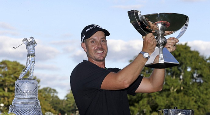 Henrik Stenson after winning the 2013 FedEx Cup with his victory in the Tour Championship at East Lake in Atlanta.