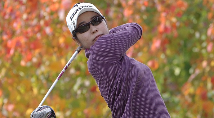 Mamiko Higa is one of three players tied for the lead after the second round of the Mizuno Classic.