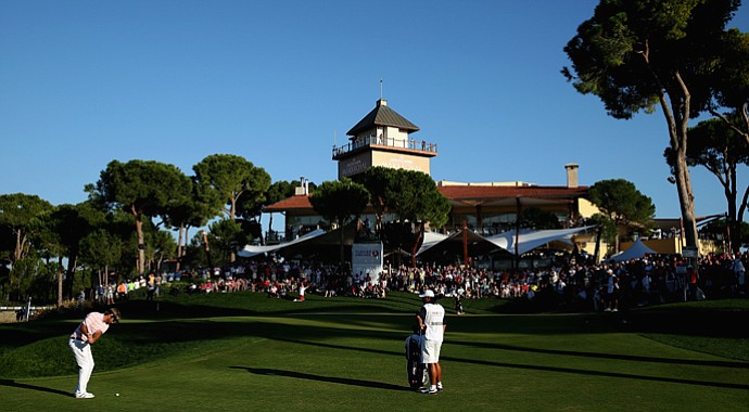 The 18th green at Montgomerie Maxx Royal during the final round of the Turkish Airlines Open. Could the 2022 Ryder Cup be played in Turkey? It's possible.