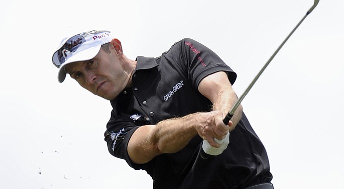 Stuart Manley during the third round of the World Cup of Golf.