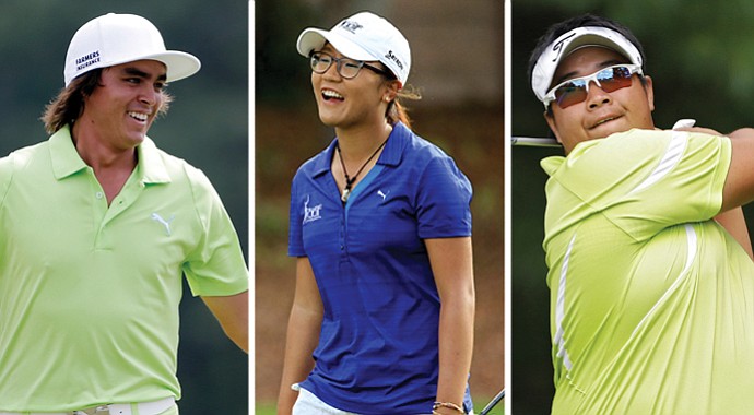 Golfweek editor Jeff Babineau is thankful for many things this Thanksgiving, including, from left, Rickie Fowler, Lydia Ko and Kiradech Aphibarnrat.