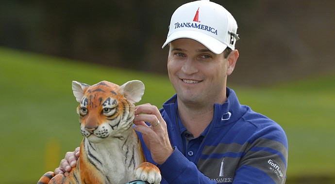 Zach Johnson after winning Tiger Woods' 2013 Northwestern Mutual World Challenge in Thousand Oaks, Calif.