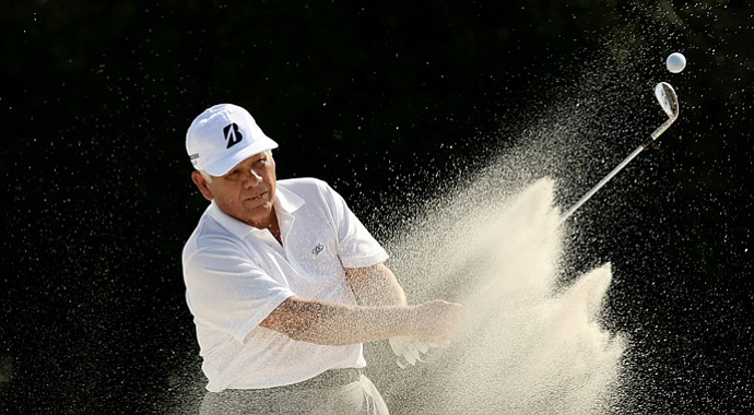 Lee Trevino practices for the 2013 PNC Father/Son Challenge in Orlando, Fla.
