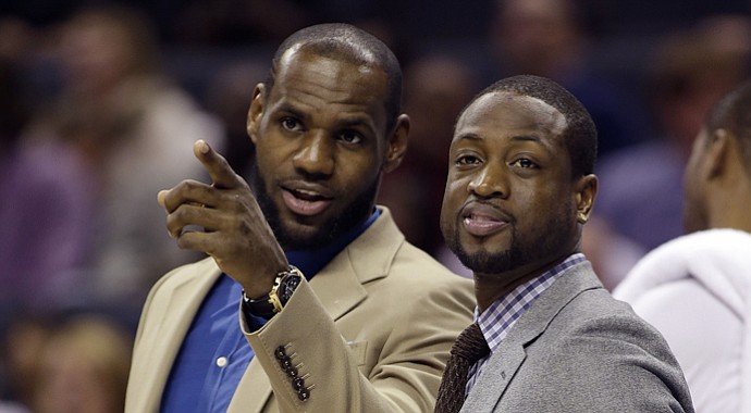 Lebron James (left) and Dwyane Wade of the NBA's Miami Heat.